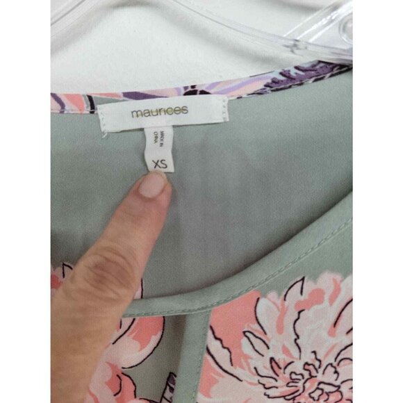 Maurice's balloon sleeve peasant Blouse Sheer Grey Floral Woman's  XS - Picture 5 of 7